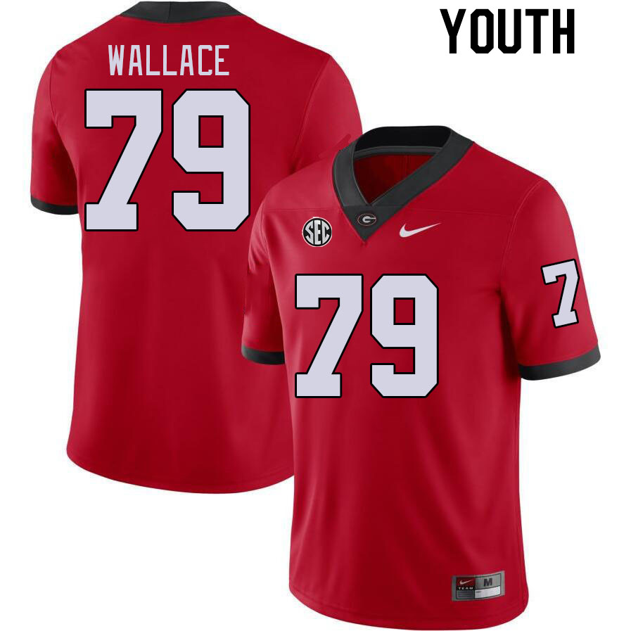 Georgia Bulldogs Youth Weston Wallace #79 Red Stitched College UGA Football Jersey 23QX014KY